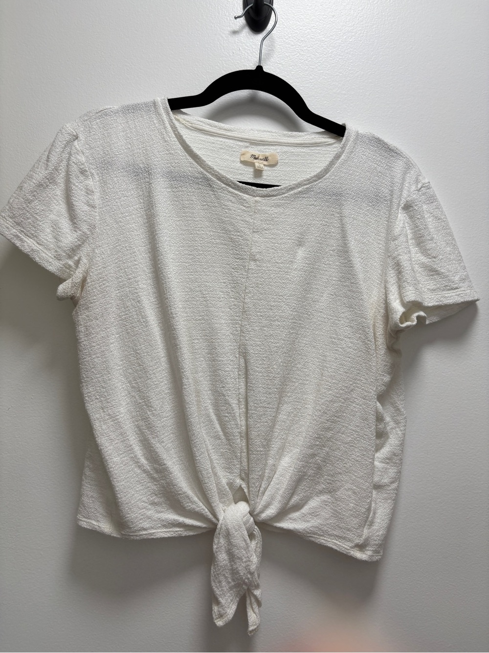 Madewell Women's White Tie-Front Short Sleeve Top